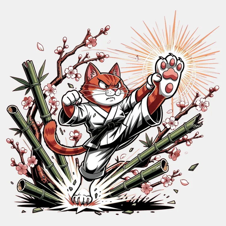 Karate Cat Blossom Kick Tee