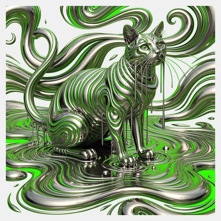 Psychedelic Silver Cat Swirl Tee