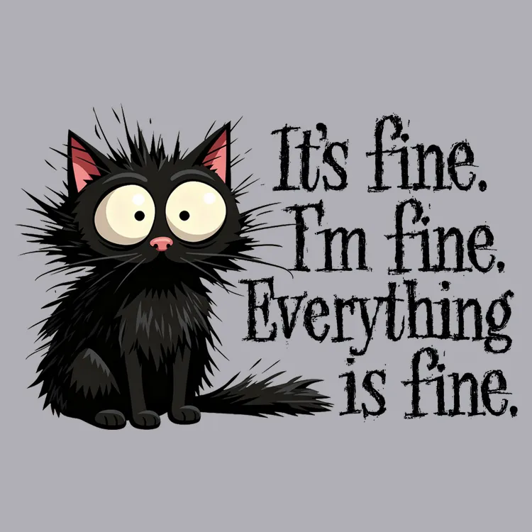 It's Fine I'm Fine Everything Is Fine Frazzled Cat