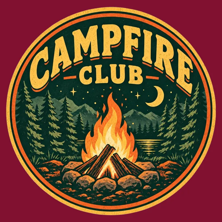 Campfire Club Vintage Camping Badge Tee