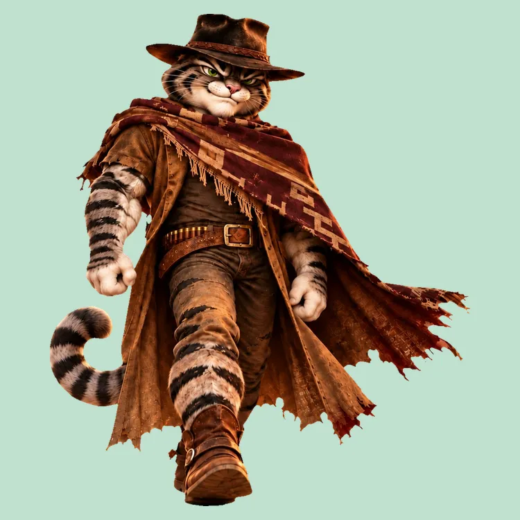 Purr-fectly Bad Cat with a Hat and Cloak