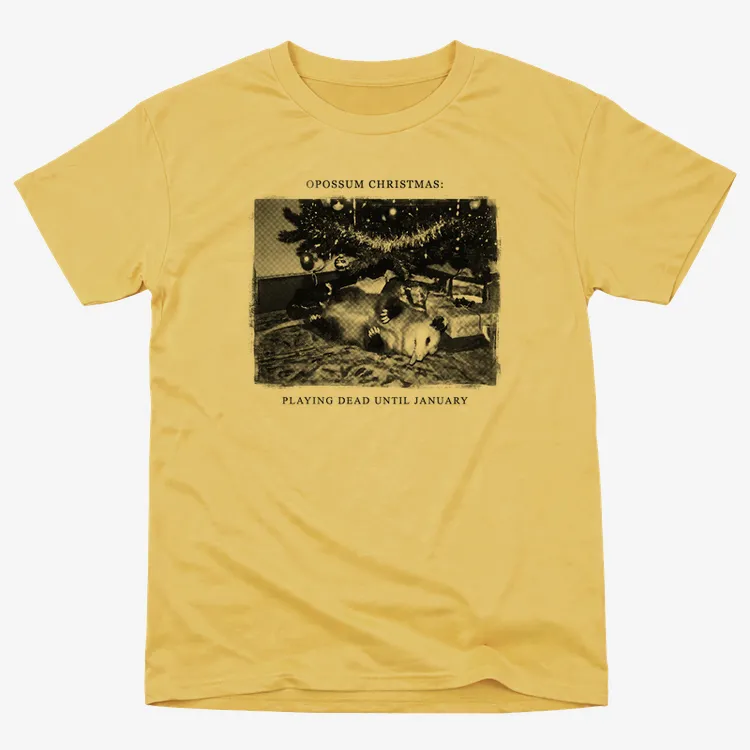 Opossum Christmas Playing Dead Until January Funny Holiday Tee