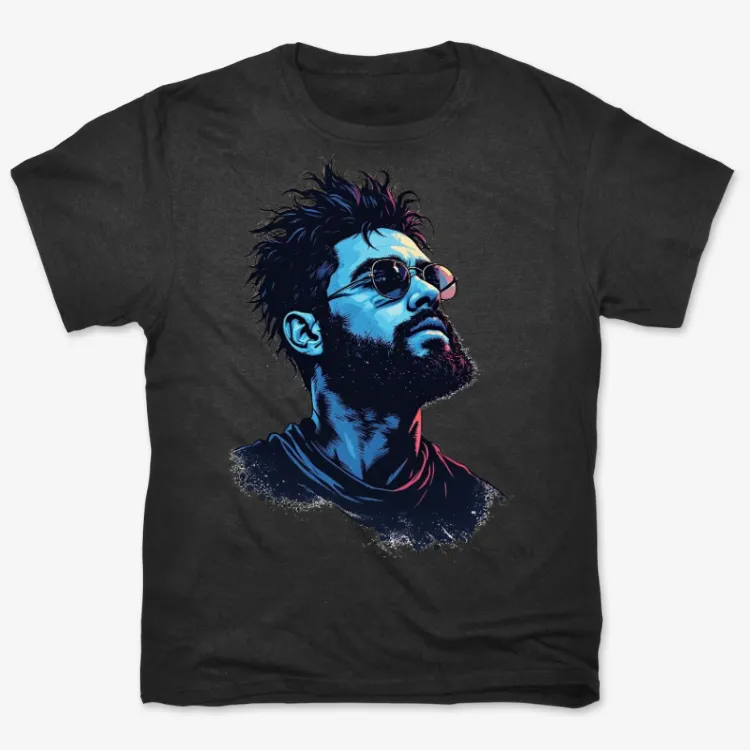 Retro Vibes: Cool Blue Portrait Tee